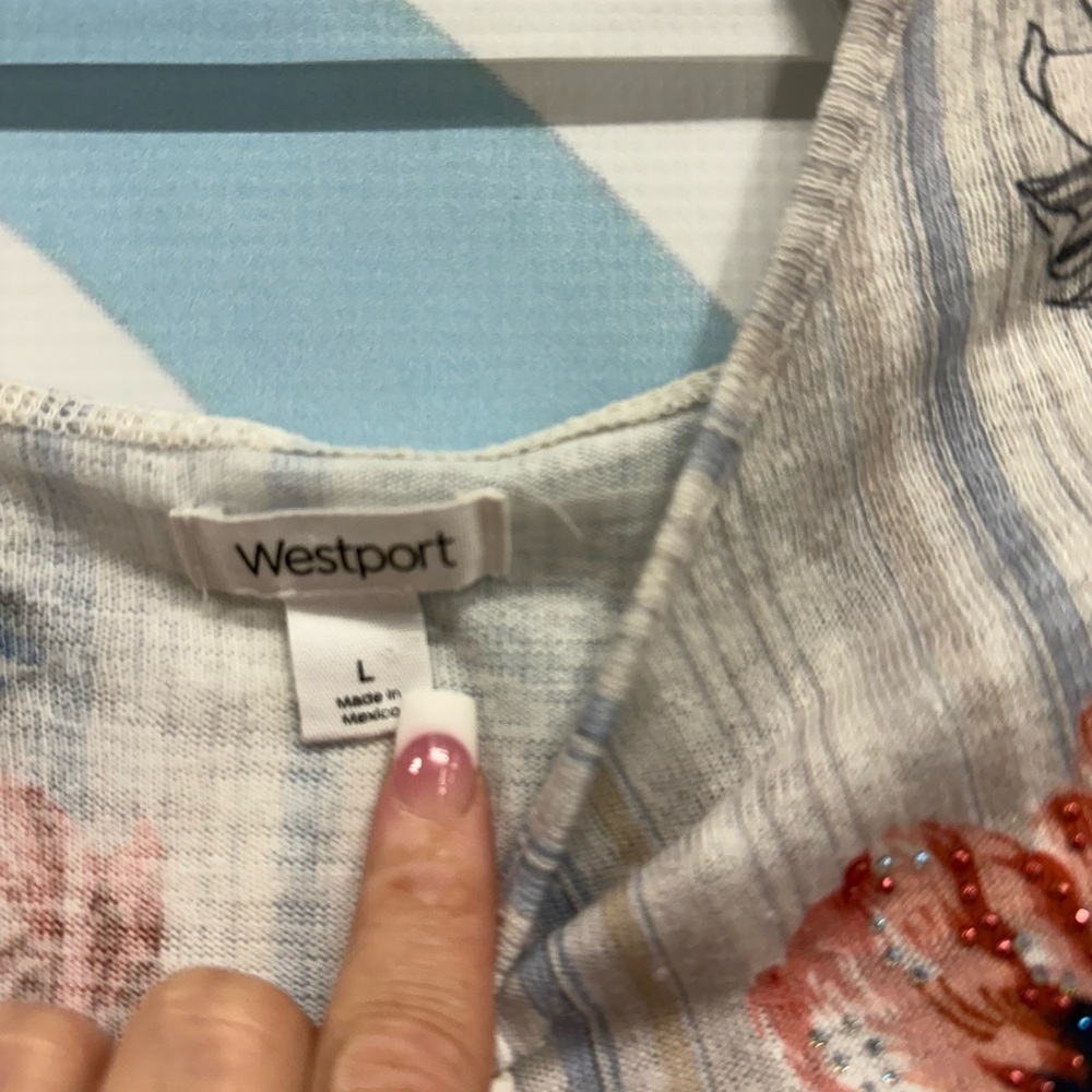 Westport Multicolor Floral Stripe Blouse - Picture 3 of 4